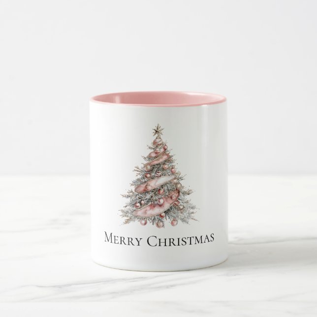 Rose Gold Pink Weihnachtsbaum Tasse (Zentrum)