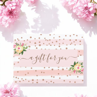 Rose Gold Pink White Business Geschenkgutschein