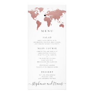 Rose Gold Pink World Map Entfernbare Herzkarte Werbekarte