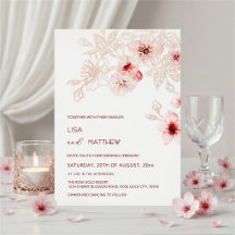 Rose Gold Pinke Kirschblüten-Hochzeit im lässigen