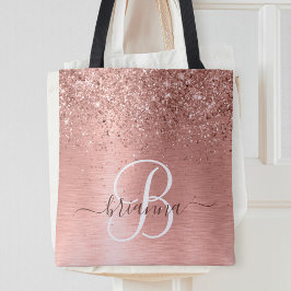 Rose Gold Pinsel Glitzer Monogram Name Tasche