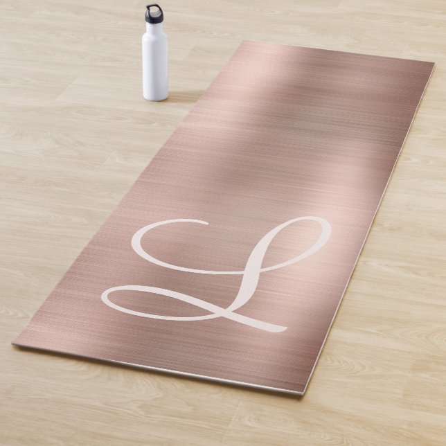 Rose Gold Pinsel Metallic Pink Monogram Script Yogamatte (Beispiel)