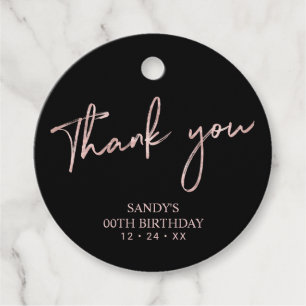 Rose Gold Pinsel Schrift Geburtstagsfeier Danke Fa Geschenkanhänger