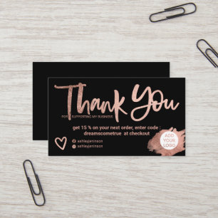 Rose Gold Pinsel Schriftart Schwarz Chic Ordnung V Visitenkarte