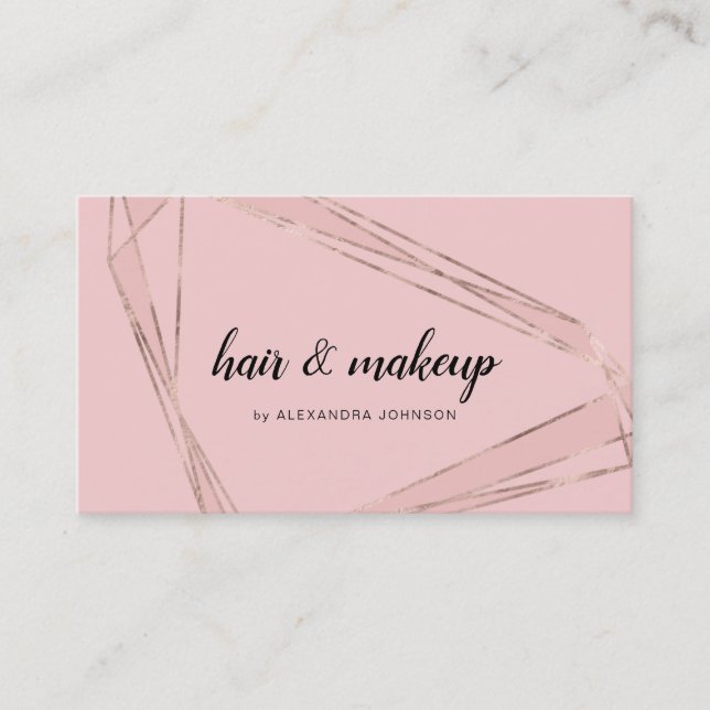 Rose Gold - Pinselpinke geometrische Haarfarbe Visitenkarte (Vorderseite)