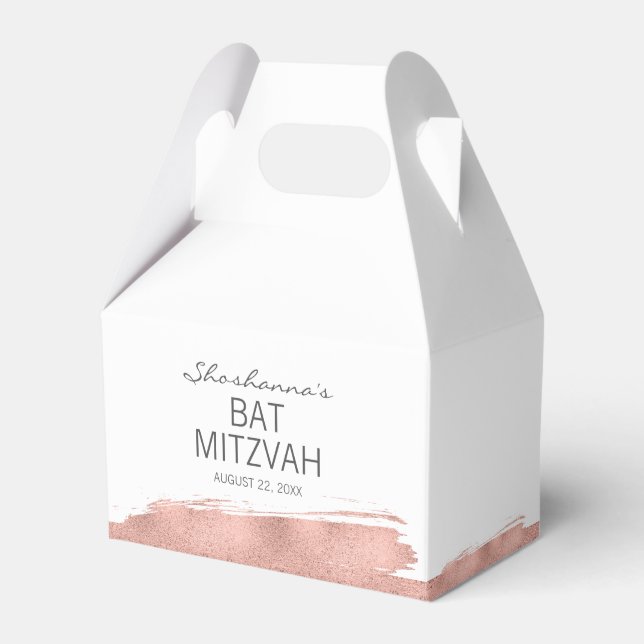 Rose Gold Pinselstrich Bat Mitzvah Gefälligkeitsbo Geschenkschachtel (Vorderseite)