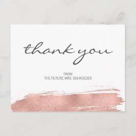 Rose Gold Pinselstrich Brautparty Danke Postcard Postkarte