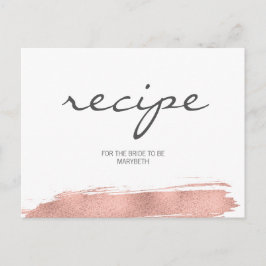 Rose Gold Pinselstrich Brautparty Rezept Karte