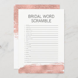 Rose Gold Pinselstrich Bridal Word Scramble Einladung
