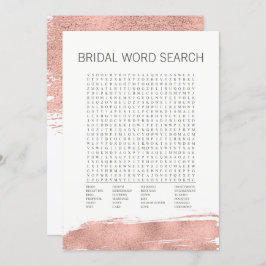 Rose Gold Pinselstrich Bridal Word Search Game Einladung