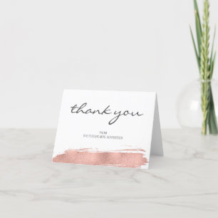 Rose Gold-Pinselstrich-Dankeskarten für Brautparty Dankeskarte