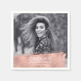 Rose Gold Pinselstrich Foto Abschluss Serviette