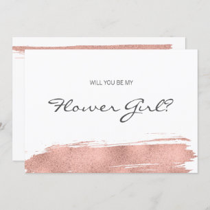 Rose Gold Pinselstrich ist meine BlütenGirl-Card Einladung