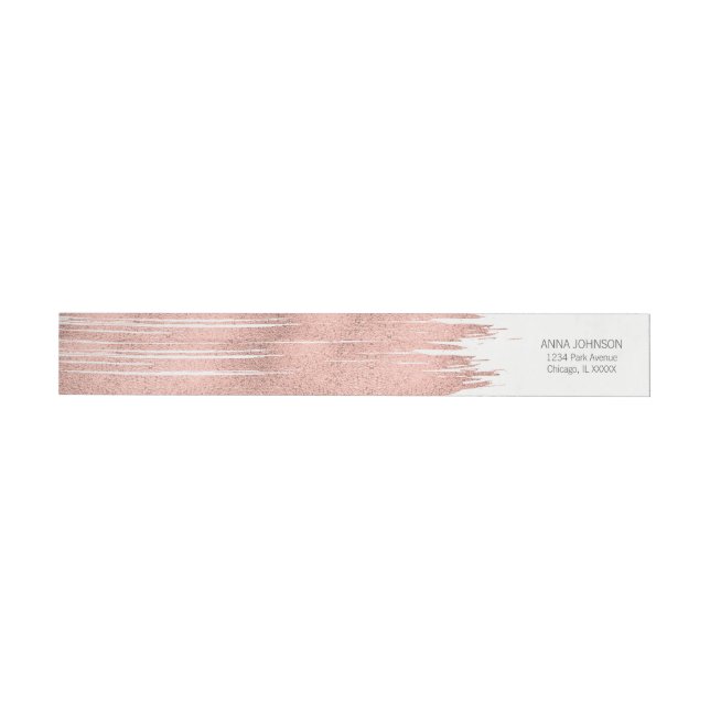 Rose Gold Pinselstrich - Wraparound-Adressetikett (Person)