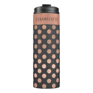 Rose Gold Polka Dot Custom Thermal Tumbler Thermosbecher