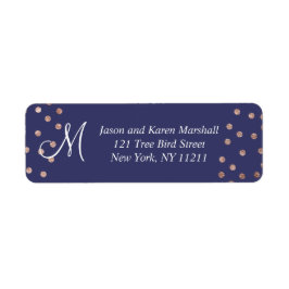 Rose Gold Polka Dots Light Navy Blue Labels