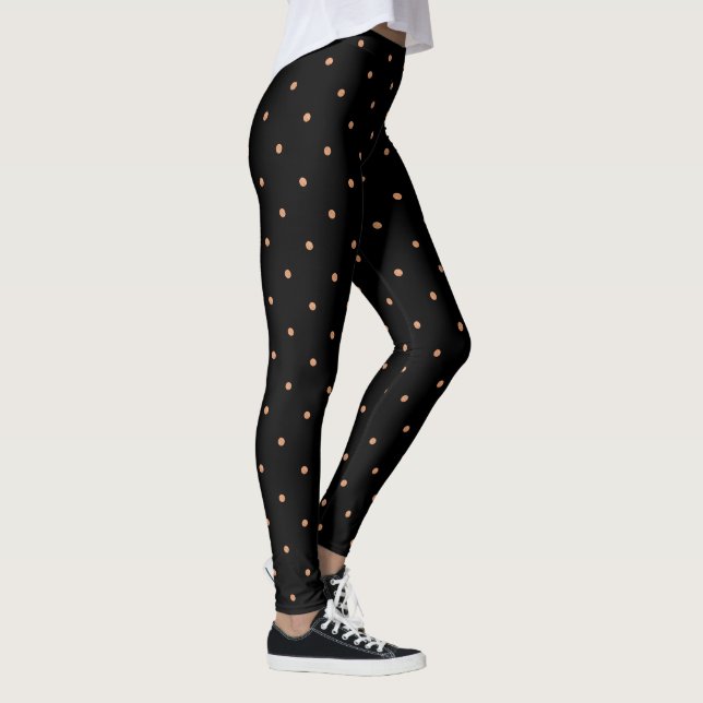 Rose Gold Polka Dots Muster auf schwarz Leggings (Rechts)