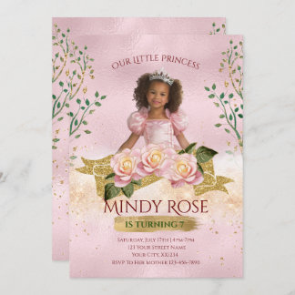 Rose Gold Princess Kindergeburtstag Einladung