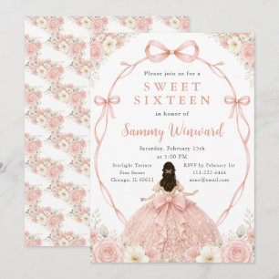 Rose Gold Prinzessin Sweet Sixteen Party Einladung