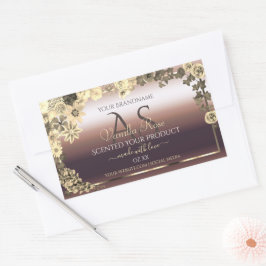 Rose Gold Product Label Creme Blume und Monogramm Rechteckiger Aufkleber