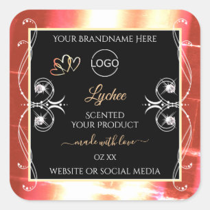 Rose Gold Produktkennzeichnungen Diamanten mit Log Quadratischer Aufkleber