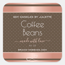 Rose Gold Produktverpackungsmarken braun farbig Quadratischer Aufkleber