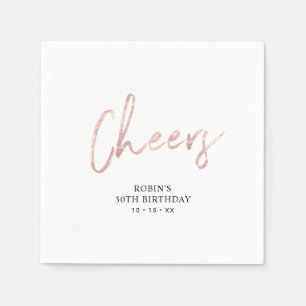 Rose Gold Prost Pinsel Schrift Erwachsener Geburts Serviette