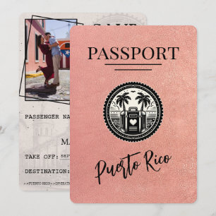 Rose Gold Puerto Rico Passport Save The Date