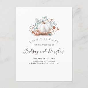 Rose Gold Pumpkins fallen Save the Date Ankündigungspostkarte