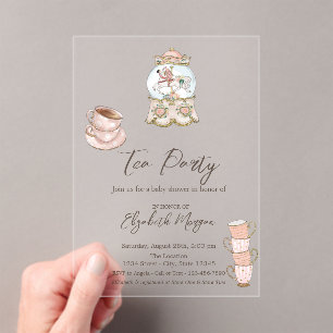 Rose Gold Punkte Tea Party Baby Shower Acryleinladungen