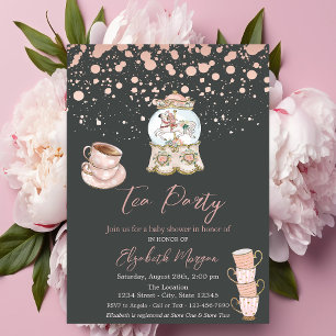 Rose Gold Punkte Tea Party Baby Shower Einladung