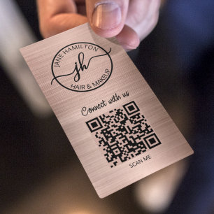 Rose Gold QR Code Circle Business Logo Visitenkarte