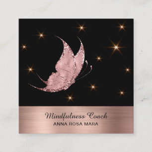 *~* Rose Gold QR Code Glitzer Butterfly Mystical Quadratische Visitenkarte