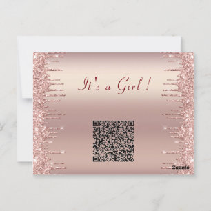 Rose Gold QR Code Kinderdusche Einladung Postkarte