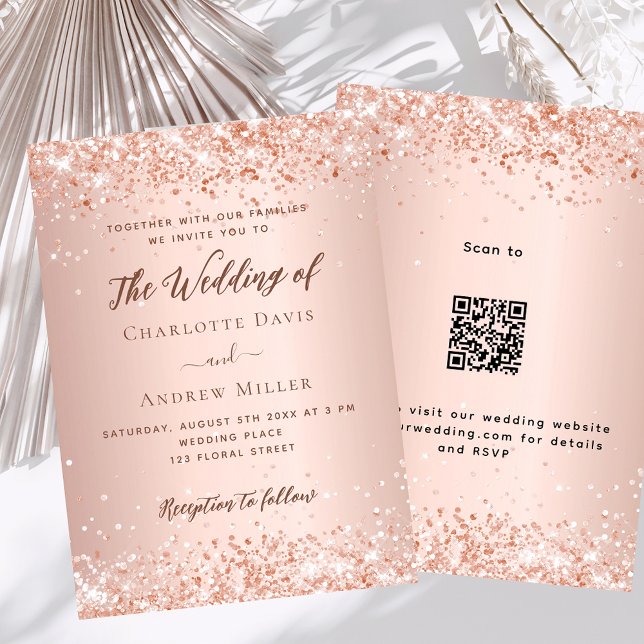 Rose Gold QR-Code UAWG Details Hochzeit Einladung (Von Creator hochgeladen)