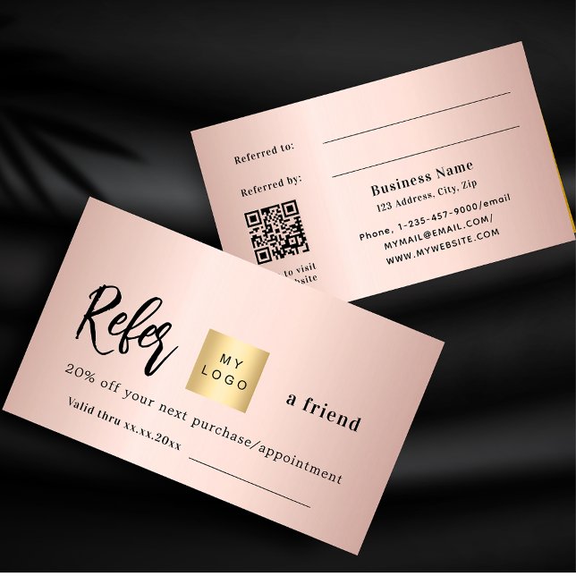 Rose Gold qr Geschäftslogo Referenzkarte Rabattkarte (Von Creator hochgeladen)