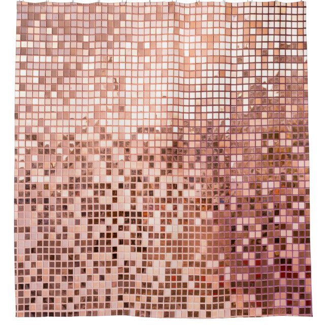 Rose Gold: quadratische Mosaikfliesen. Duschvorhang (Vorderseite)