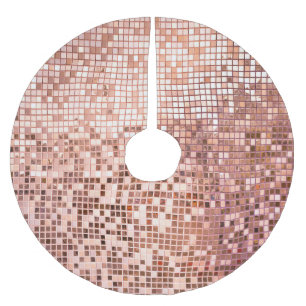 Rose Gold: quadratische Mosaikfliesen. Polyester Weihnachtsbaumdecke