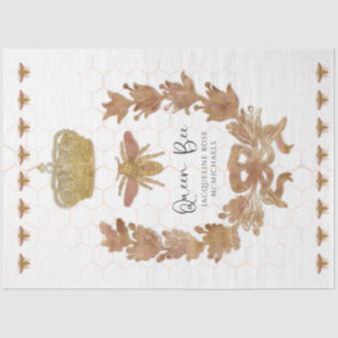 Rose Gold Queen Bee Crown Baby Name Decoupage Art Seidenpapier