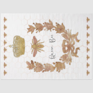 Rose Gold Queen Bee Crown Royal Glitzer Decoupage Seidenpapier