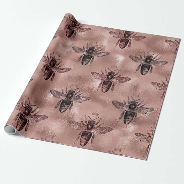 Rose Gold Queen Bee Geschenkpapier (Ungerollt)