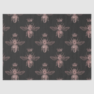 Rose Gold Queen Bienen auf Black Decoupage Seidenpapier