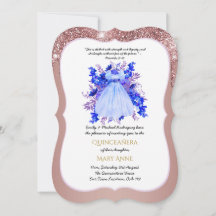 Rose Gold Quinceañera BLAU Floral Elegant