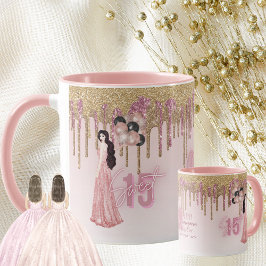 Rose Gold Quinceanera Custom Geschenk Schwarzes Ha Tasse