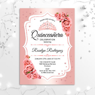 Rose Gold Quinceanera Einladung