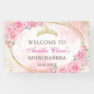 Rose Gold Quinceanera Miss Quince 15 Anos Geburtst Banner