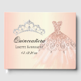 Rose Gold Quinceanera Personalisiert Gästebuch