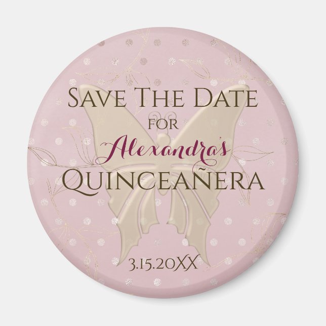 Rose Gold Quinceanera Save the Date Magnet (Vorne)