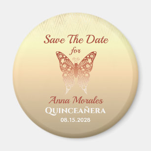 Rose Gold Quinceanera Save The Date Magnet