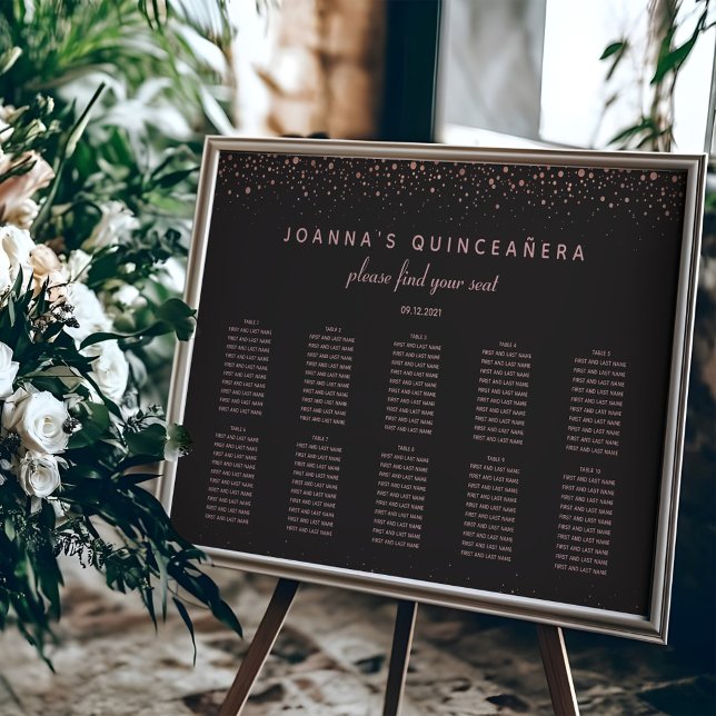 Rose Gold Quinceañera Seekarte | 10 Tabellen Poster (Von Creator hochgeladen)
